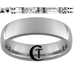 6mm Dome Tungsten Carbide Wall-E Eva Design Ring.