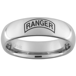 6mm Dome Tungsten Carbide ARMY Ranger Design Ring.