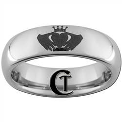 6mm Dome Tungsten Carbide Claddagh Celtic Design Ring.