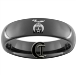 6mm Black Dome Tungsten Carbide Masonic Shriners Design Ring.