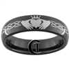 6mm Black Dome Tungsten Carbide Claddagh Celtic Knots Design Ring.