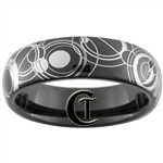 6mm Dome Black Tungsten Carbide Doctor Who Gallifreyan Design Ring.