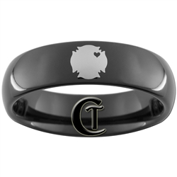 6mm Black Dome Tungsten Carbide Nurse Heart Shield Design Ring.