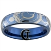 6mm Dome Blue Tungsten Carbide Doctor Who Gallifreyan Design Ring.