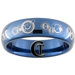 6mm Dome Blue Tungsten Carbide Doctor Who Gallifreyan- The Doctor and His Companion Design Ring.