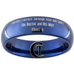 6mm Blue Dome Tungsten Carbide Doctor Who Quote Design Ring.