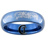 6mm Blue Dome Tungsten Carbide Asian Dragon Design Ring.