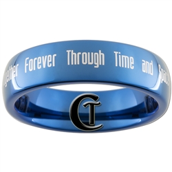 6mm Blue Dome Tungsten Carbide Doctor Who Gallifreyan and Quote Design Ring.