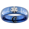 6mm Blue Dome Tungsten Carbide Medical Alert & EKG Design Ring.