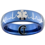 6mm Blue Dome Tungsten Carbide Medical Alert & EKG Design Ring.