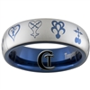 6mm Blue Dome Tungsten Carbide Kingdom Hearts Symbols Design Ring.