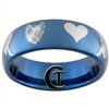 6mm Blue Dome Tungsten Wolf-Raven Hearts Design Ring.