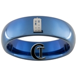 6mm Blue Dome Tungsten Carbide Doctor Who Tardis and Gallifreyan-The girl who waited Design Ring.