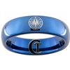 6mm Blue Dome Tungsten Carbide Battlestar Galactica Symbol Design Ring.