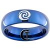 6mm Blue Dome Tungsten Carbide Moana Heart of the Ocean Symbol Design Ring.