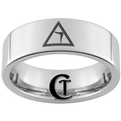 6mm Pipe Tungsten Carbide Masonic 14th Degree Yod Symbol Design Ring.