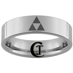 6mm Pipe Tungsten Carbide Legend of Zelda Triforce Design Ring.