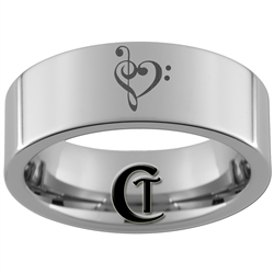 6mm Pipe Tungsten Carbide Heart Music Design Ring.