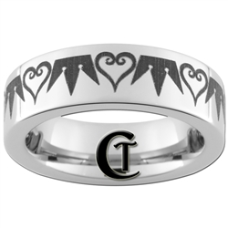 6mm Pipe Tungsten Carbide Kingdom Hearts and Crowns Design Ring.