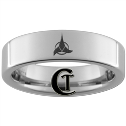 6mm Pipe Tungsten Carbide Klingon Empire Symbol Design Ring.