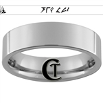 6mm Pipe Tungsten Carbide Klingon Empire Symbol with Klingon Text- Always A Chance Design Ring.