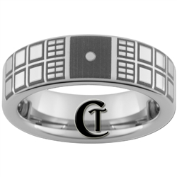 6mm Pipe Tungsten Carbide Doctor Who Tardis Design With Custom Saying On Back