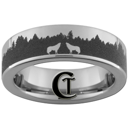 6mm Pipe Tungsten Carbide Outdoors Forest Wolves Design