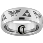 7mm Beveled Tungsten Carbide Zelda Skyward Sword Triforce Design