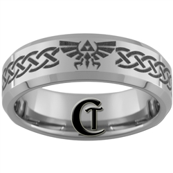 7mm Beveled Tungsten Carbide Zelda Skyward Sword Triforce Design