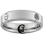 7mm Beveled Polished Tungsten Iron Man Designed Ring