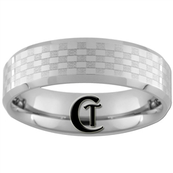 7mm Beveled Tungsten Carbide NASCAR Checkered Flag Pattern Design Ring.