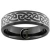 7mm Black Beveled Tungsten Carbide Celtic Design