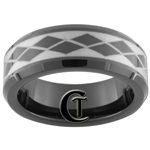 7mm Black Beveled Tungsten Carbide Laser Design