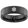 7mm Black Beveled Tungsten Carbide Medical Alert Design