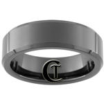 7mm Black Beveled Tungsten Carbide Ring