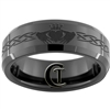 7mm Black Beveled Tungsten Carbide Claddagh Celtic Design