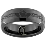 7mm Black Beveled Tungsten Carbide Claddagh Celtic Design