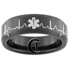 7mm Black Beveled Tungsten Carbide EMT Star of Life & Heart EKG Design