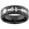 7mm Black Beveled Tungsten Carbide White Lasered Sound Wave Design