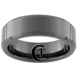 7mm Black Beveled Tungsten Carbide Ring