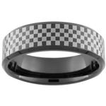 7mm Black Beveled Tungsten Carbide Checker NASCAR Design