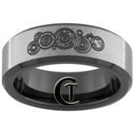 7mm Black Beveled Stone Finished Tungsten Carbide Doctor Who Gallifreyan and Quote Design