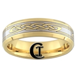 7mm Gold Beveled Tungsten Carbide Celtic Design