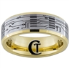 7mm Gold Beveled Tungsten Carbide Satin Finish Circuit Board Ring Design