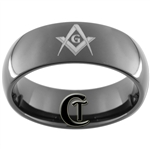 7mm Black Dome Tungsten Carbide Masonic Design