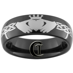 7mm Black Dome Tungsten Carbide Claddagh Celtic Ring Design