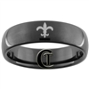 7mm Black Dome Tungsten Carbide Fleur De Lis Design