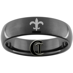 7mm Black Dome Tungsten Carbide Fleur De Lis Design