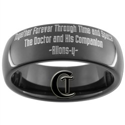 7mm Black Dome Tungsten Carbide Custom Doctor Who Design