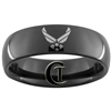 7mm Black Dome Tungsten Carbide Air Force Logo Design.